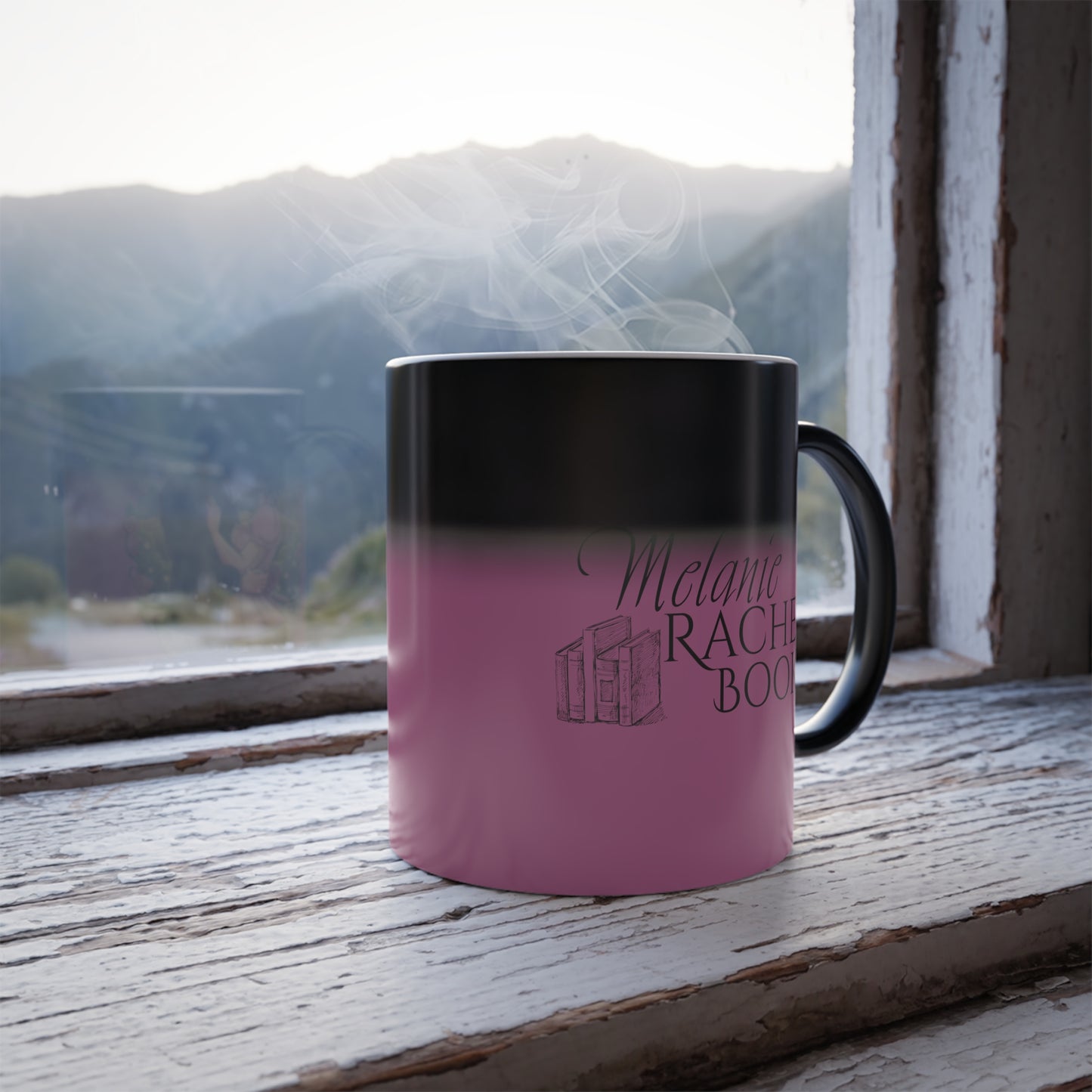 Return to Pemberley - Melanie Rachel Books - Black to Pink Color Morphing Mug, 11 oz