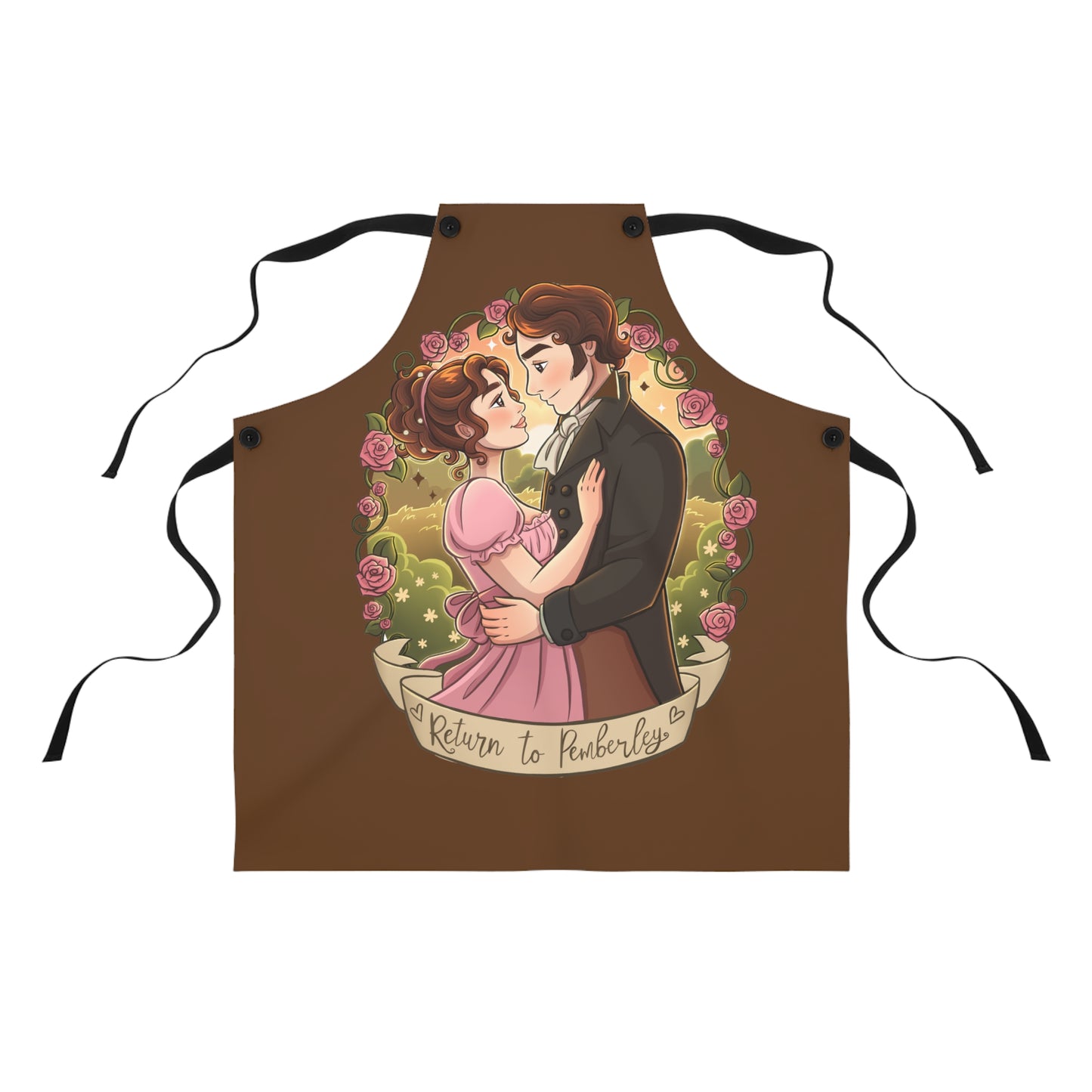 Return to Pemberley - Apron - Brown with Black Ties