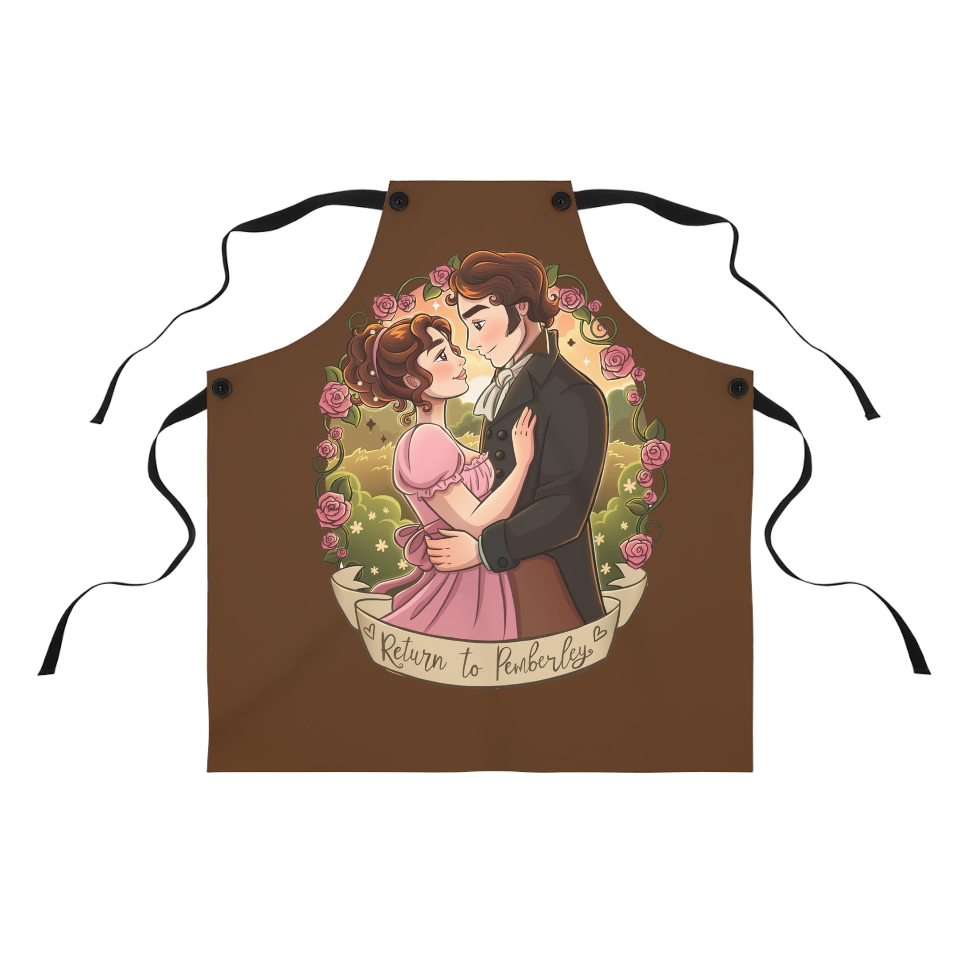 Return to Pemberley - Apron - Brown with Black Ties