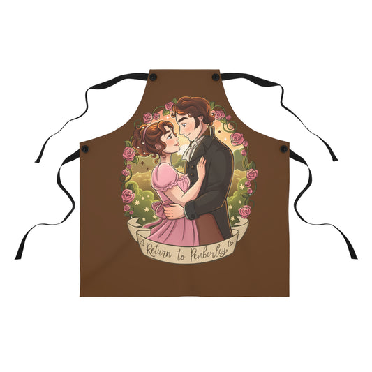 Return to Pemberley - Apron - Brown with Black Ties