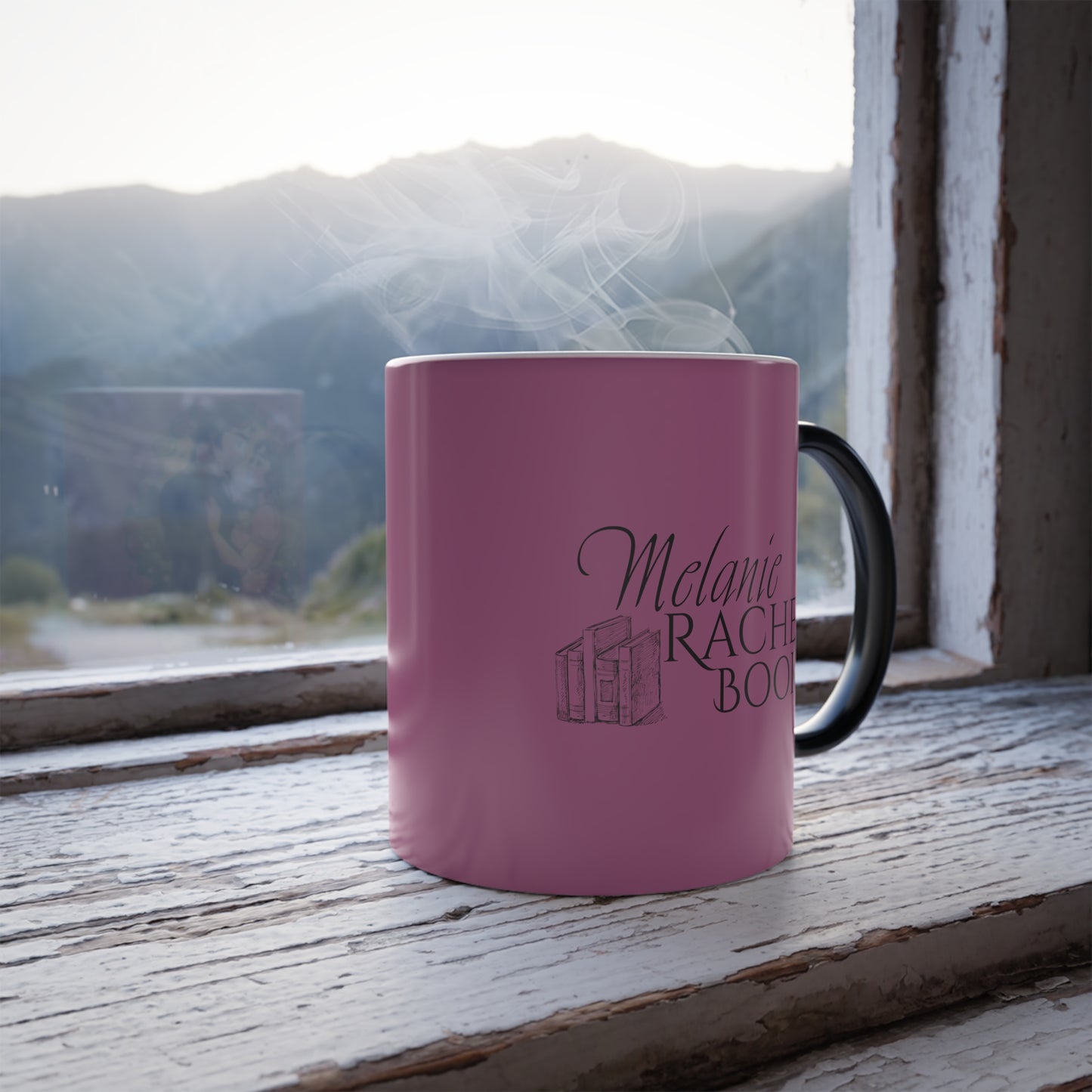 Return to Pemberley - Melanie Rachel Books - Black to Pink Color Morphing Mug, 11 oz