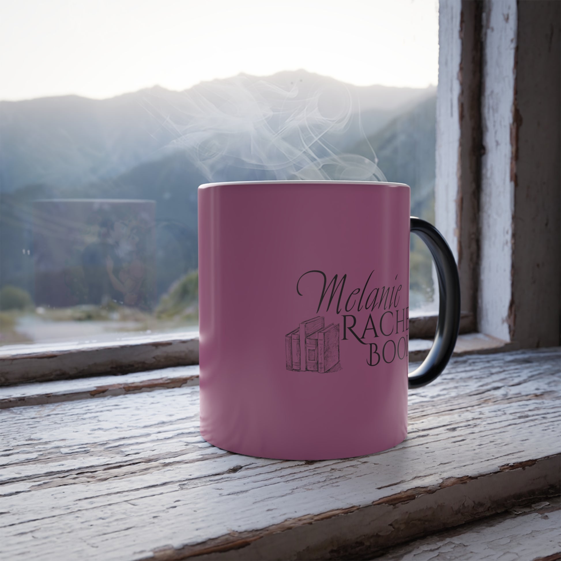 Return to Pemberley - Melanie Rachel Books - Black to Pink Color Morphing Mug, 11 oz
