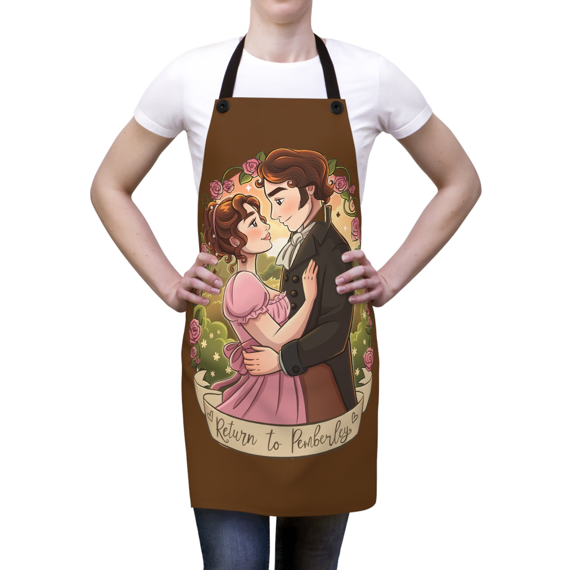 Return to Pemberley - Apron - Brown with Black Ties