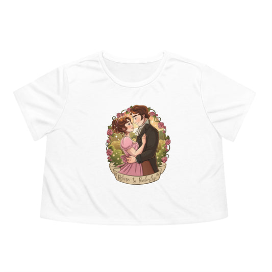 Return to Pemberley - Mr. Darcy and Elizabeth Bennet - Cropped Tee - White